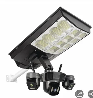 دوربین مداربسته خورشیدی سه لنز سیمکارتی 4G پروژکتوردار چرخشی 360 درجه